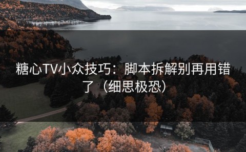糖心TV小众技巧：脚本拆解别再用错了（细思极恐）
